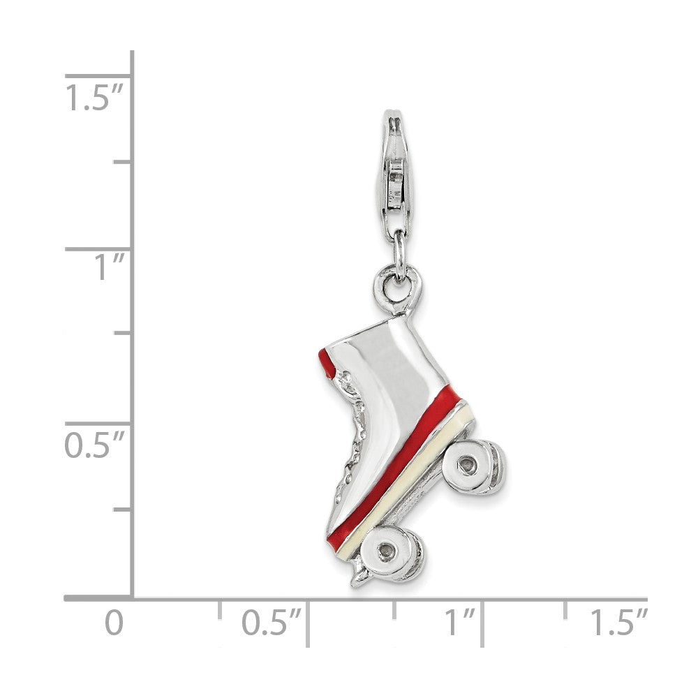 Sterling Silver And Enameled Roller Skate Charm