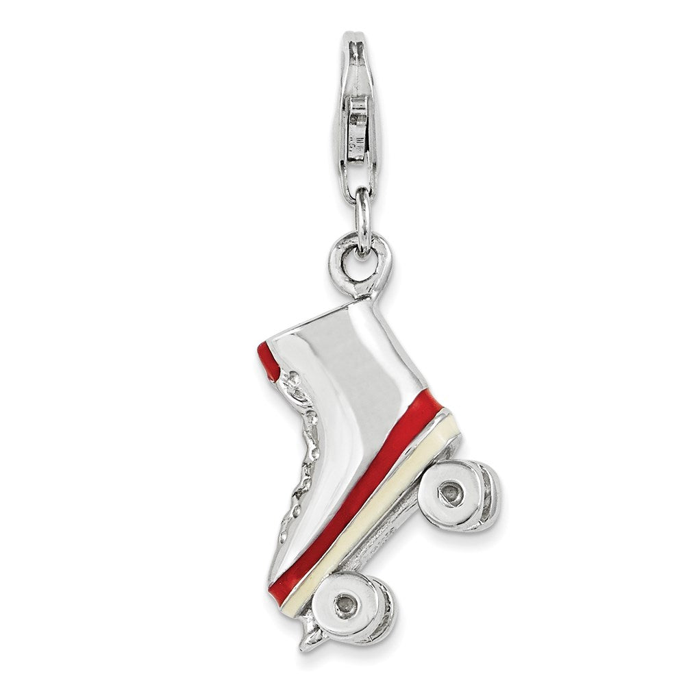 Sterling Silver And Enameled Roller Skate Charm