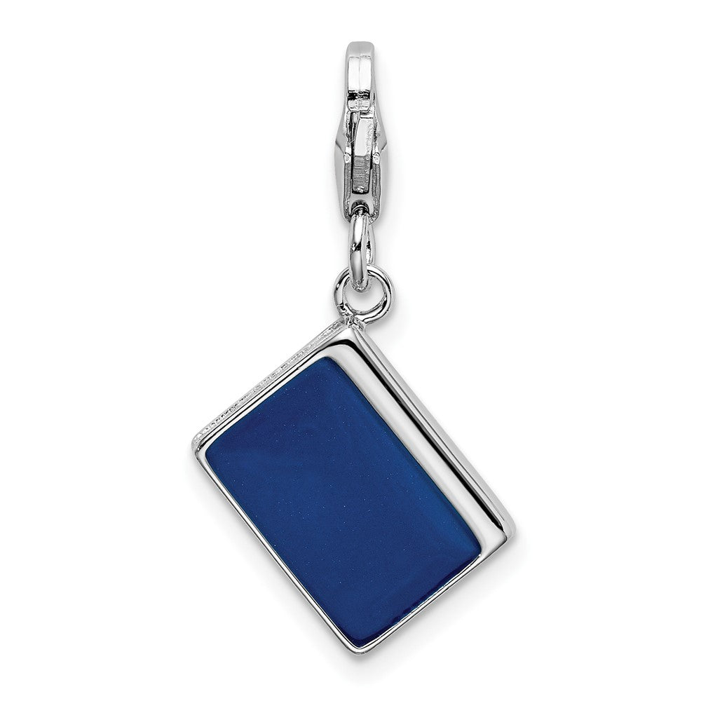 Amore La Vita Sterling Silver Rhodium-plated Polished 3-D Enameled Passport Charm with Fancy Lobster Clasp