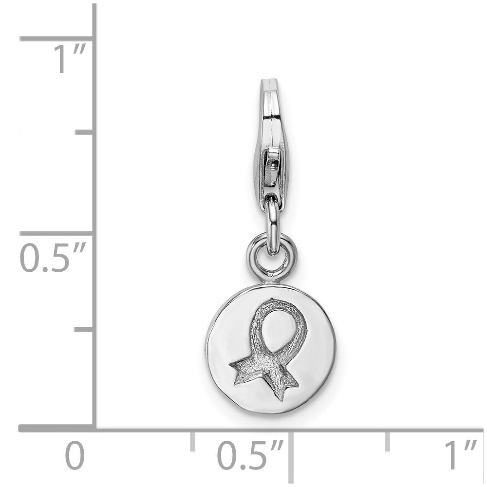 Sterling Silver RH Hammered Awareness Ribbon Lobster Clasp Charm