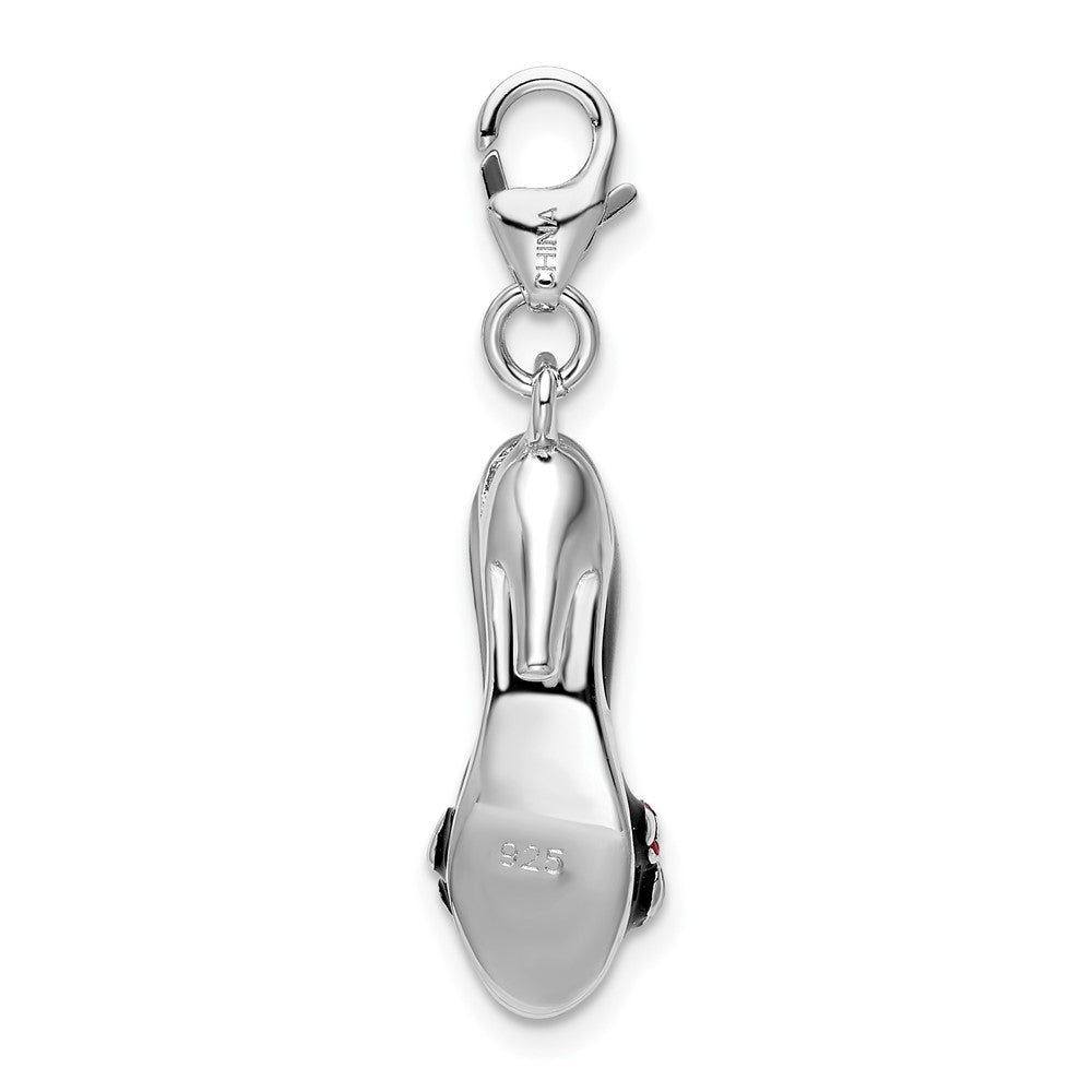 Amore La Vita Sterling Silver Rhodium-plated Polished 3-D Enameled High Heel Charm with Fancy Lobster Clasp