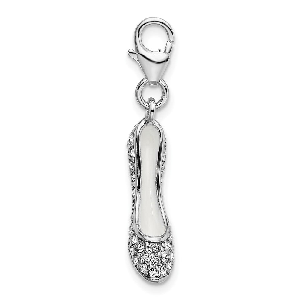 Amore La Vita Sterling Silver Rhodium-plated Polished 3-D Crystal From Swarovski High Heel Charm with Fancy Lobster Clasp