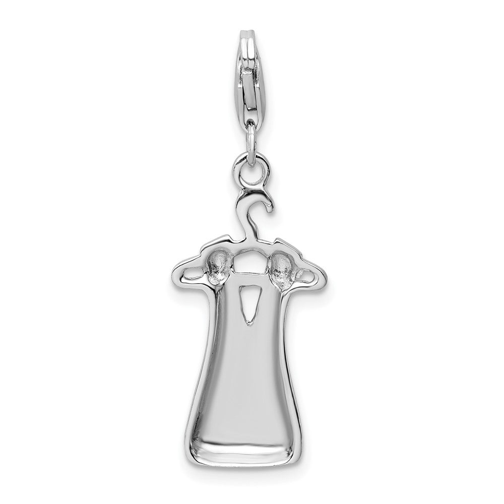 Amore La Vita Sterling Silver Rhodium-plated Polished Open Back Dress on Hanger Charm w/Lobster Clasp