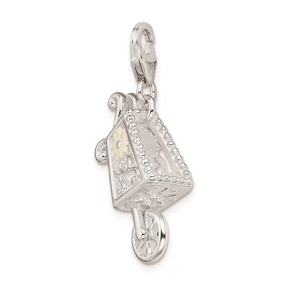 Sterling Silver RH 3-D Enameled Wheelbarrow w/Lobster Clasp Charm