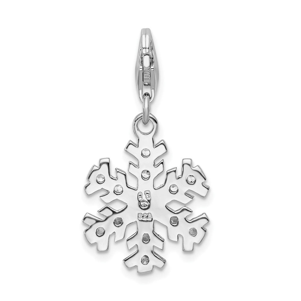 Amore La Vita Sterling Silver Rhodium-plated Polished Glass Stone Snowflake Charm with Fancy Lobster Clasp