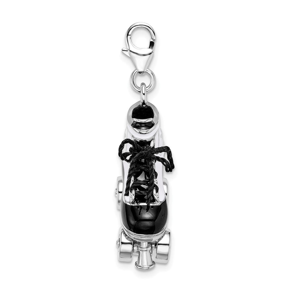 Amore La Vita Sterling Silver Rhodium-plated Polished 3-D Moveable Enameled Roller Skate Charm with Fancy Lobster Clasp