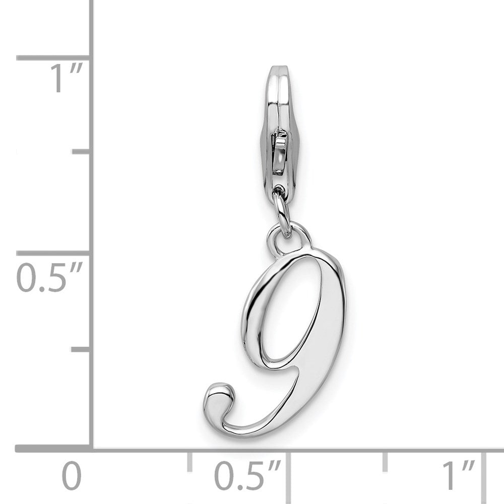 Amore La Vita Sterling Silver Rhodium-plated Polished Number 9 Charm with Fancy Lobster Clasp