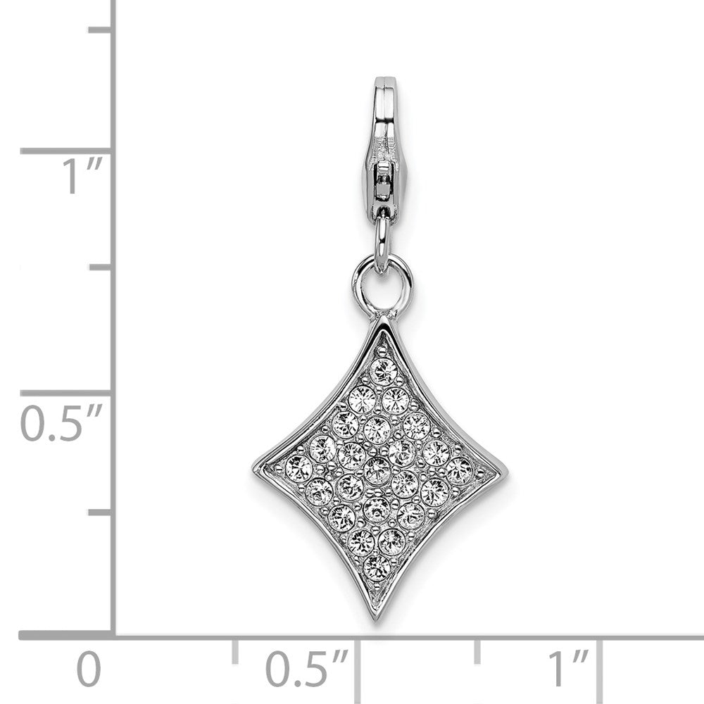 SS RH Enameled 3-D Diamond w/Lobster Clasp Charm