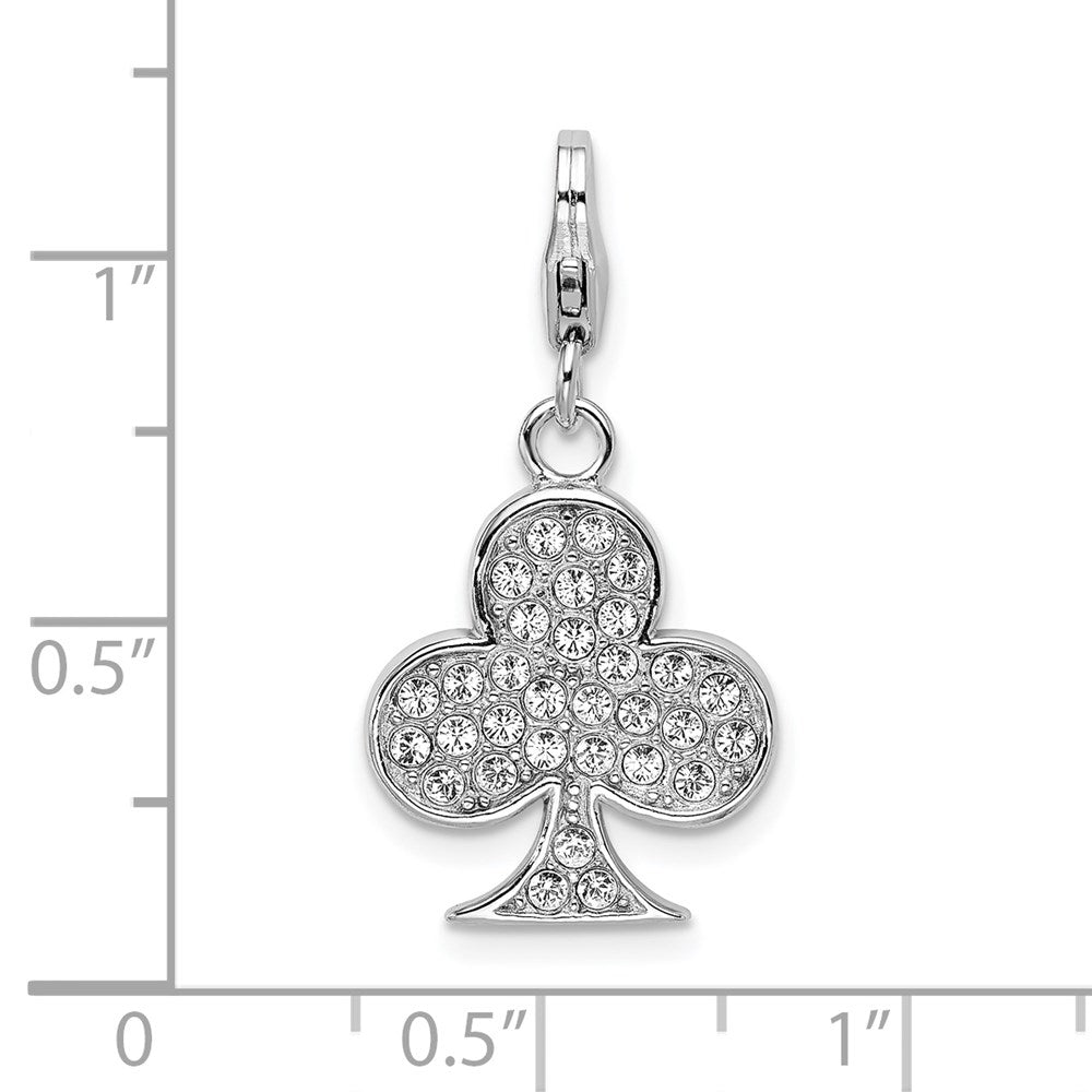 SS RH Enameled 3-D Club w/Lobster Clasp Charm