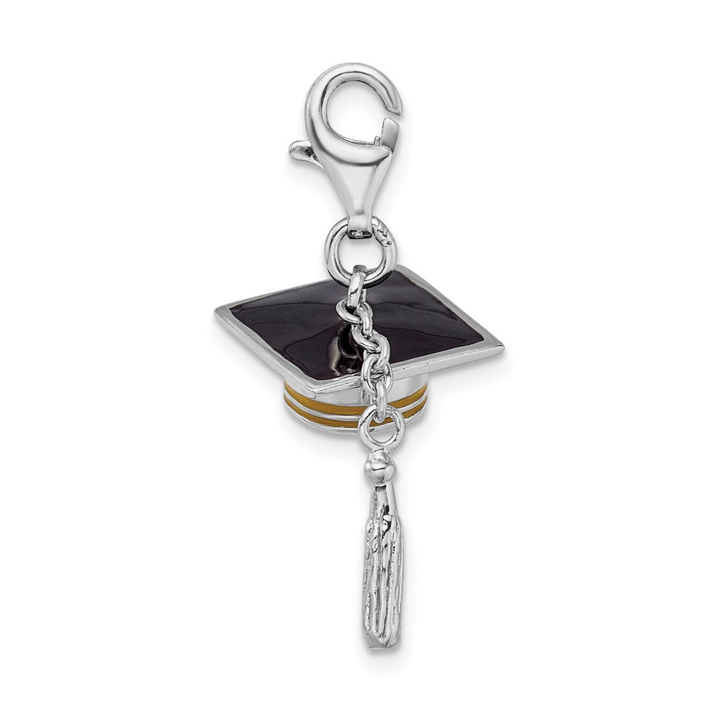 Amore La Vita Sterling Silver Rhodium-plated and Gold-tone Polished 3-D Moveable Enameled Graduation Cap and Tassel Charm ...