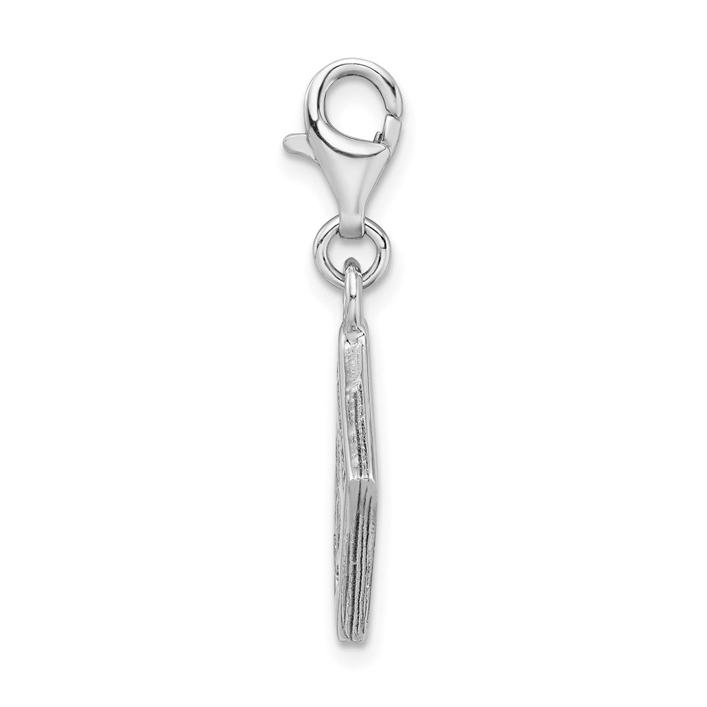 Amore La Vita Sterling Silver Rhodium-plated Polished 3-D Passport Charm with Fancy Lobster Clasp