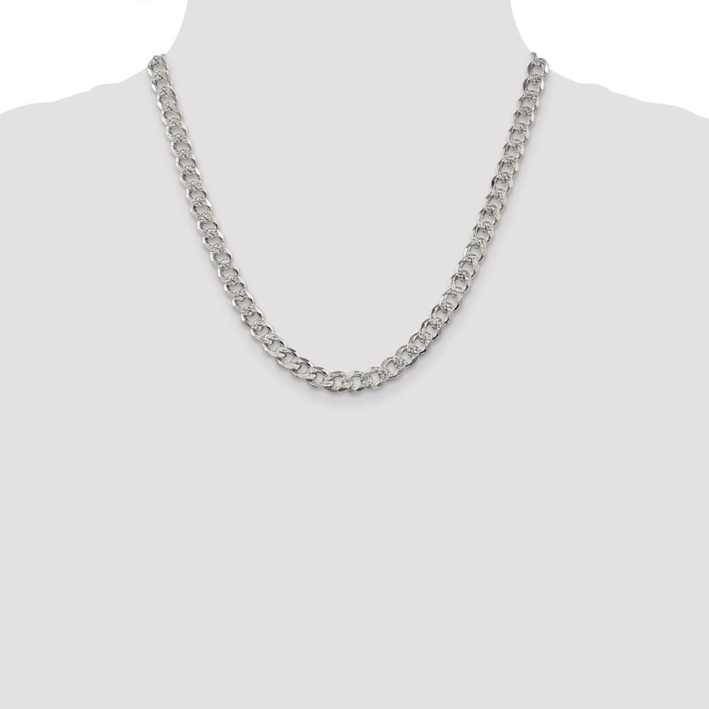 Sterling Silver 7.5mm PavÇ Curb Chain
