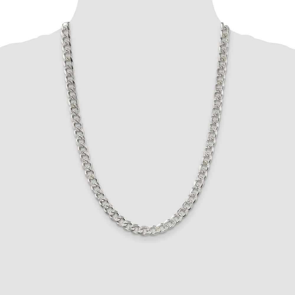 Sterling Silver 8.3mm PavÇ Curb Chain
