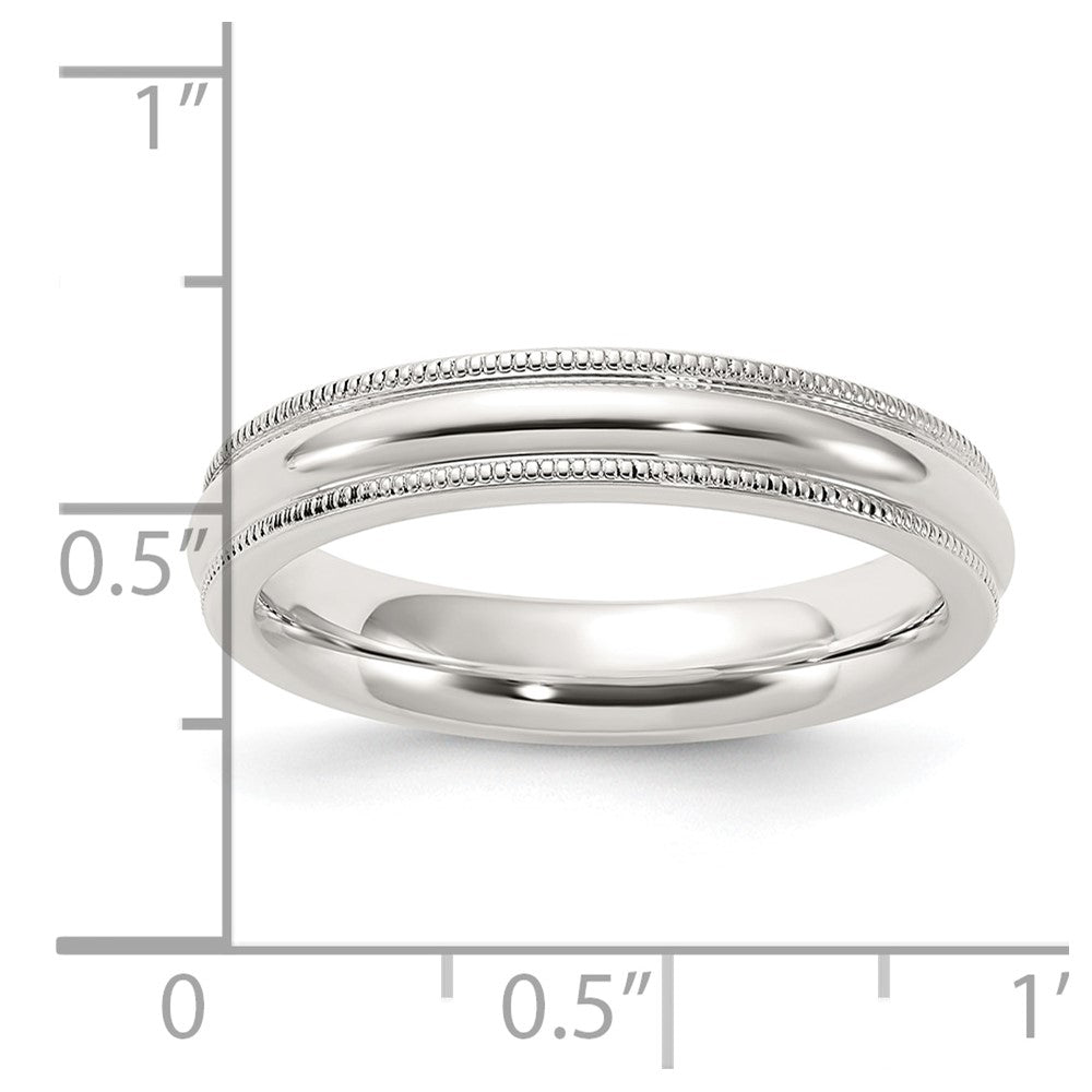 Sterling Silver 4mm Comfort Fit Half Round Milgrain Size 13 Band