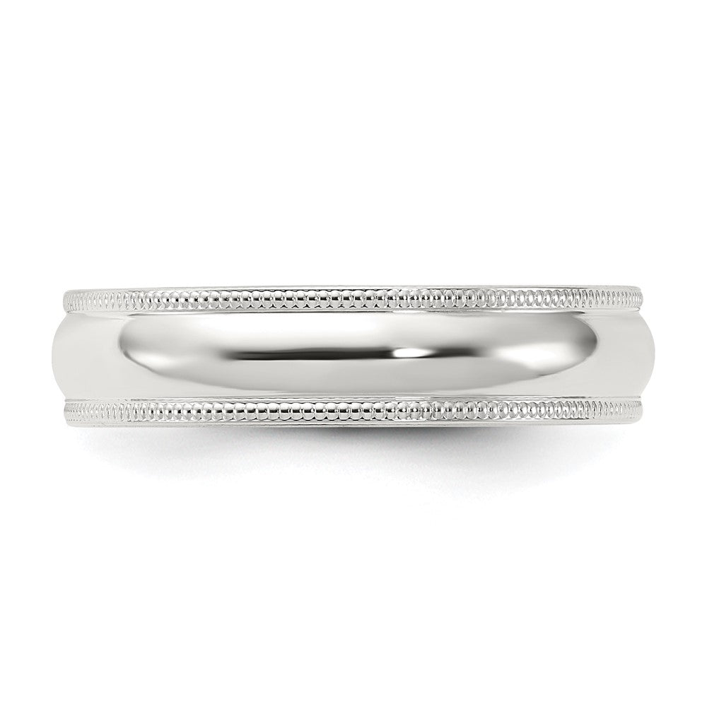 Sterling Silver 5mm Comfort Fit Half Round Milgrain Size 5.5 Band