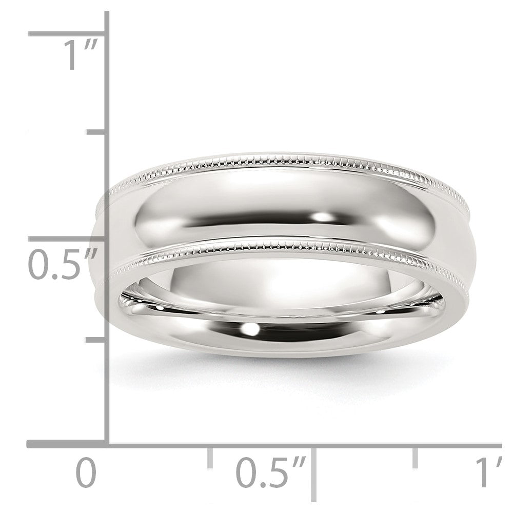 Sterling Silver 6mm Comfort Fit Half Round Milgrain Size 11 Band