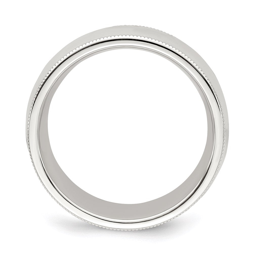 Sterling Silver 8mm Comfort Fit Half Round Milgrain Size 7.5 Band