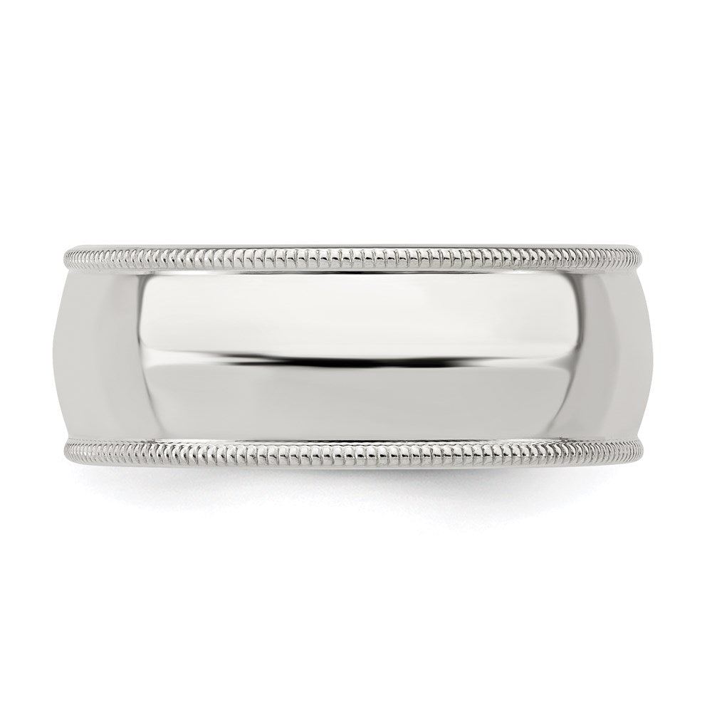 Sterling Silver 8mm Comfort Fit Half Round Milgrain Size 7.5 Band