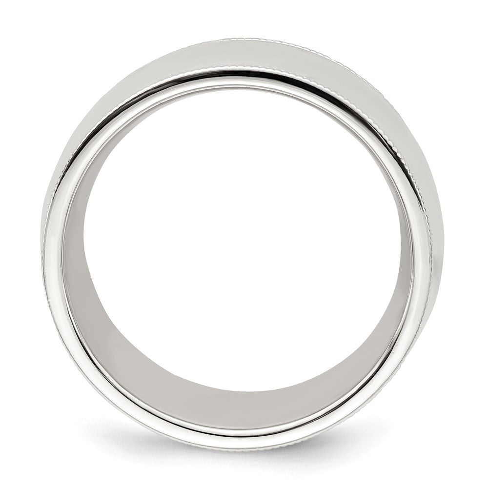 Sterling Silver 10mm Comfort Fit Half Round Milgrain Size 10.5 Band