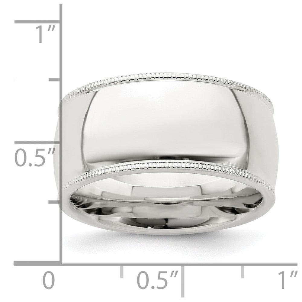 Sterling Silver 10mm Comfort Fit Half Round Milgrain Size 5.5 Band