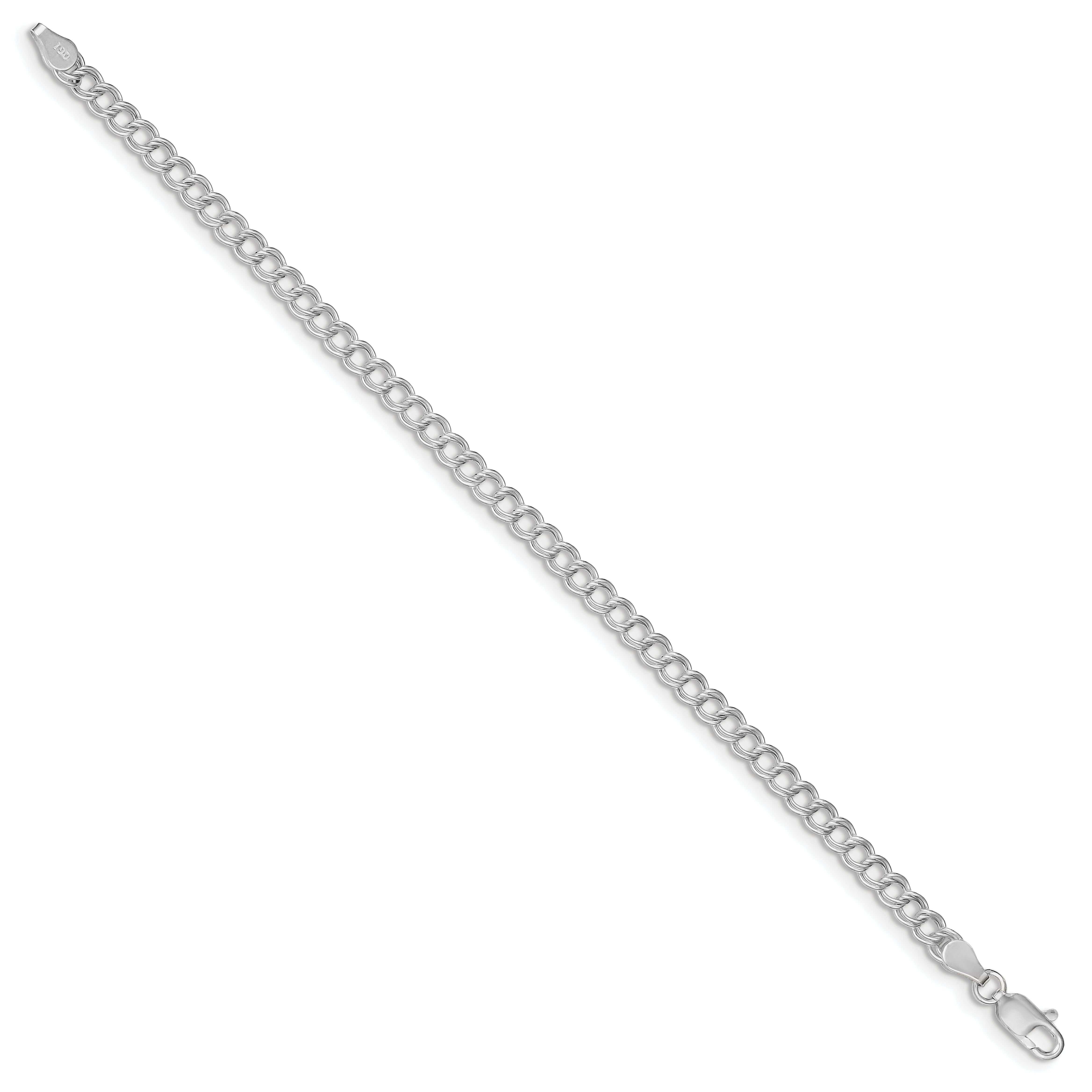 Sterling Silver 4.25mm Double Link Charm Bracelet