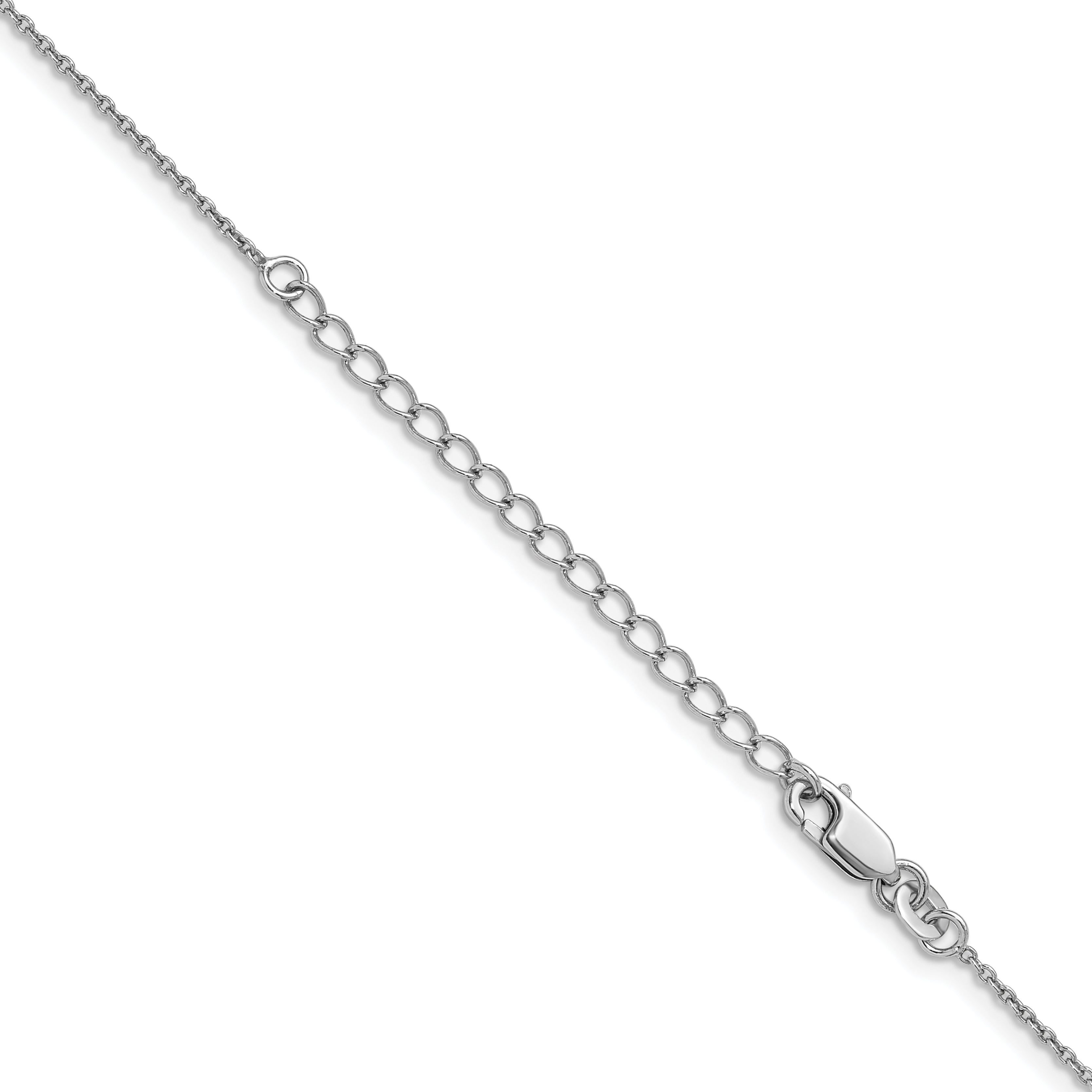 Sterling Silver Rhodium-plated 1.25mm Cable Chain with a 2 inch extention