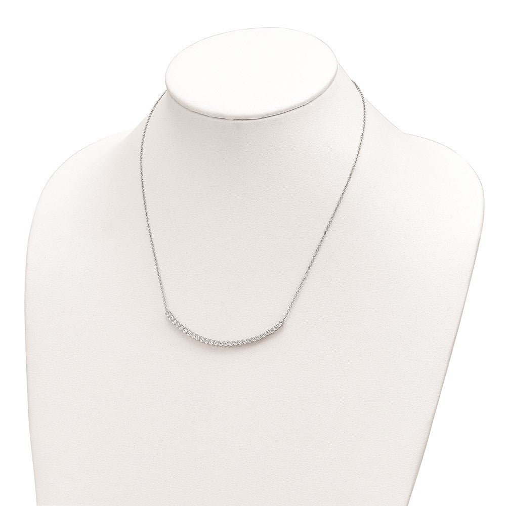 Cheryl M Sterling Silver Rhodium-plated Brilliant-cut CZ Curved Bar 18 Inch Necklace