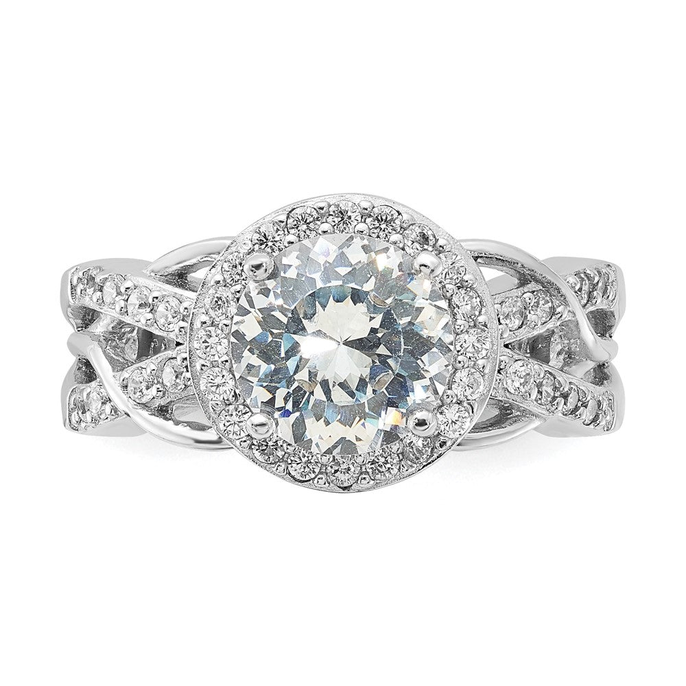 Cheryl M Sterling Silver CZ 100-Facet Fancy Ring