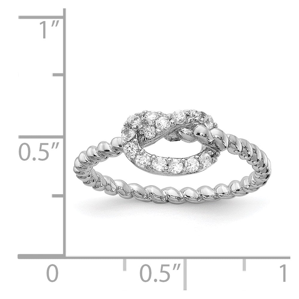 Cheryl M Sterling Silver Rhodium-plated Brilliant-cut CZ Knot Ring