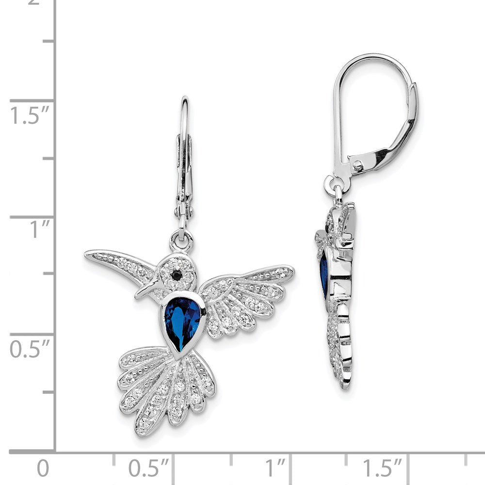 Cheryl M Sterling Silver Rhodium-plated Brilliant-cut Lab Created Dark Blue Spinel and Brilliant-cut White CZ Hummingbird ...
