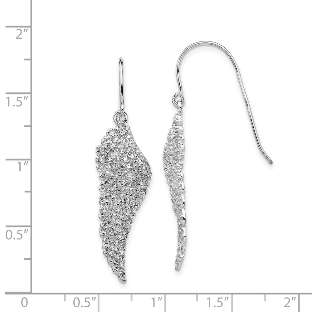 Cheryl M Sterling Silver Rhodium-plated Brilliant-cut CZ Angel Wing Shepherd Hook Dangle Earrings
