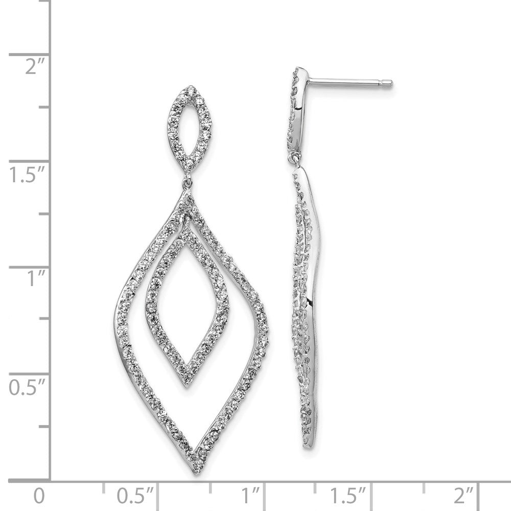 Cheryl M Sterling Silver Rhodium-plated Brilliant-cut CZ Fancy Flames Post Dangle Earrings