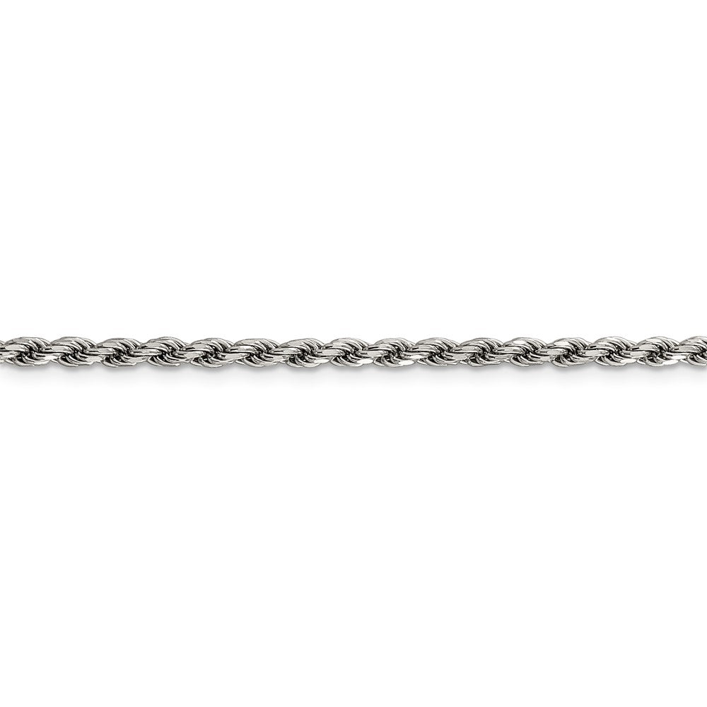 Sterling Silver Rhodium-plated 2.75mm Diamond-cut Rope Chain