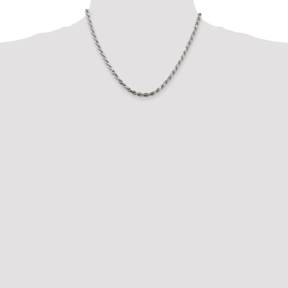 Sterling Silver 3.75mm Diamond-cut Rope Chain