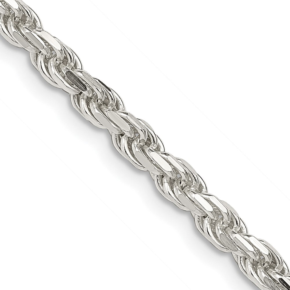 Sterling Silver 3.75mm Diamond-cut Rope Chain