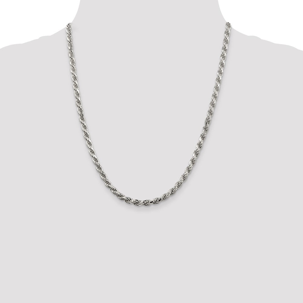 Sterling Silver 4.6mm Diamond-cut Rope Chain