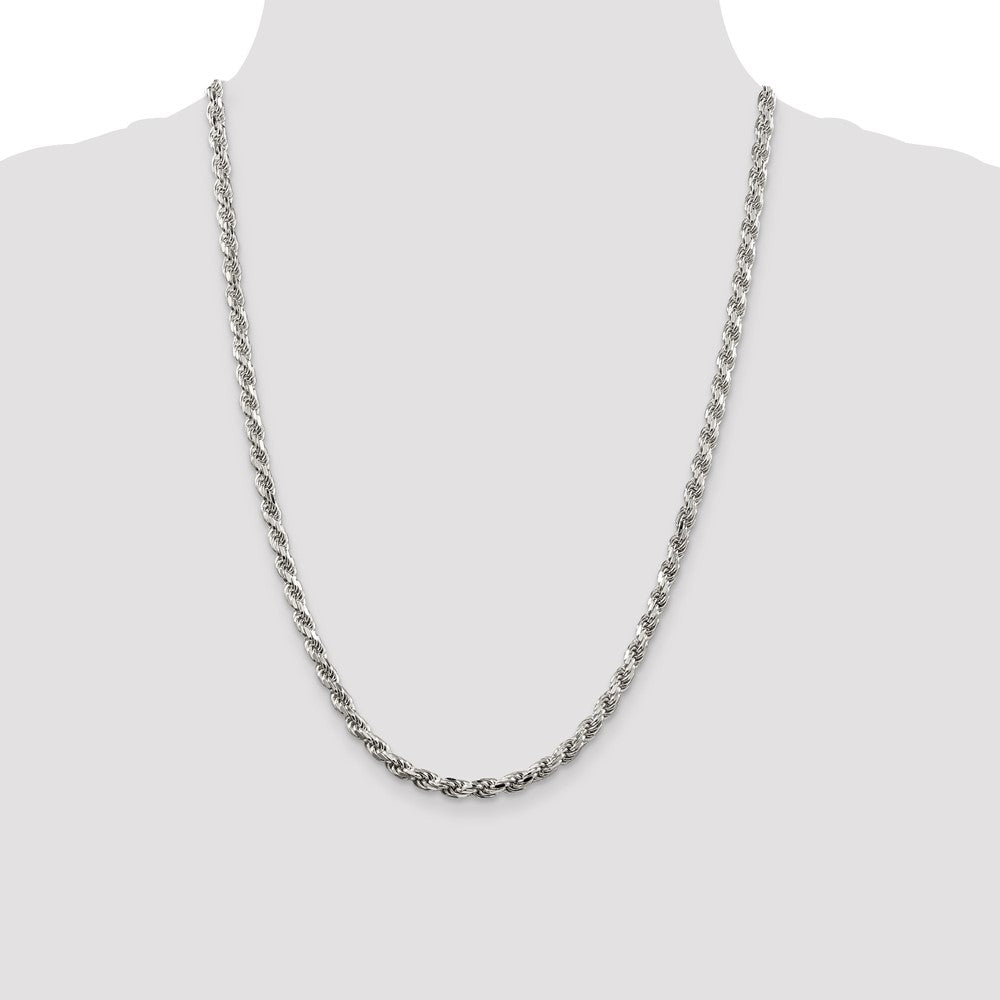 Sterling Silver 4.6mm Diamond-cut Rope Chain
