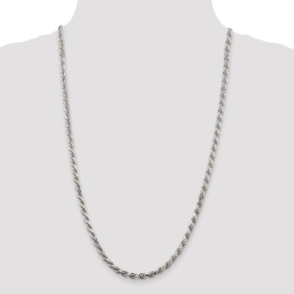 Sterling Silver 4.6mm Diamond-cut Rope Chain
