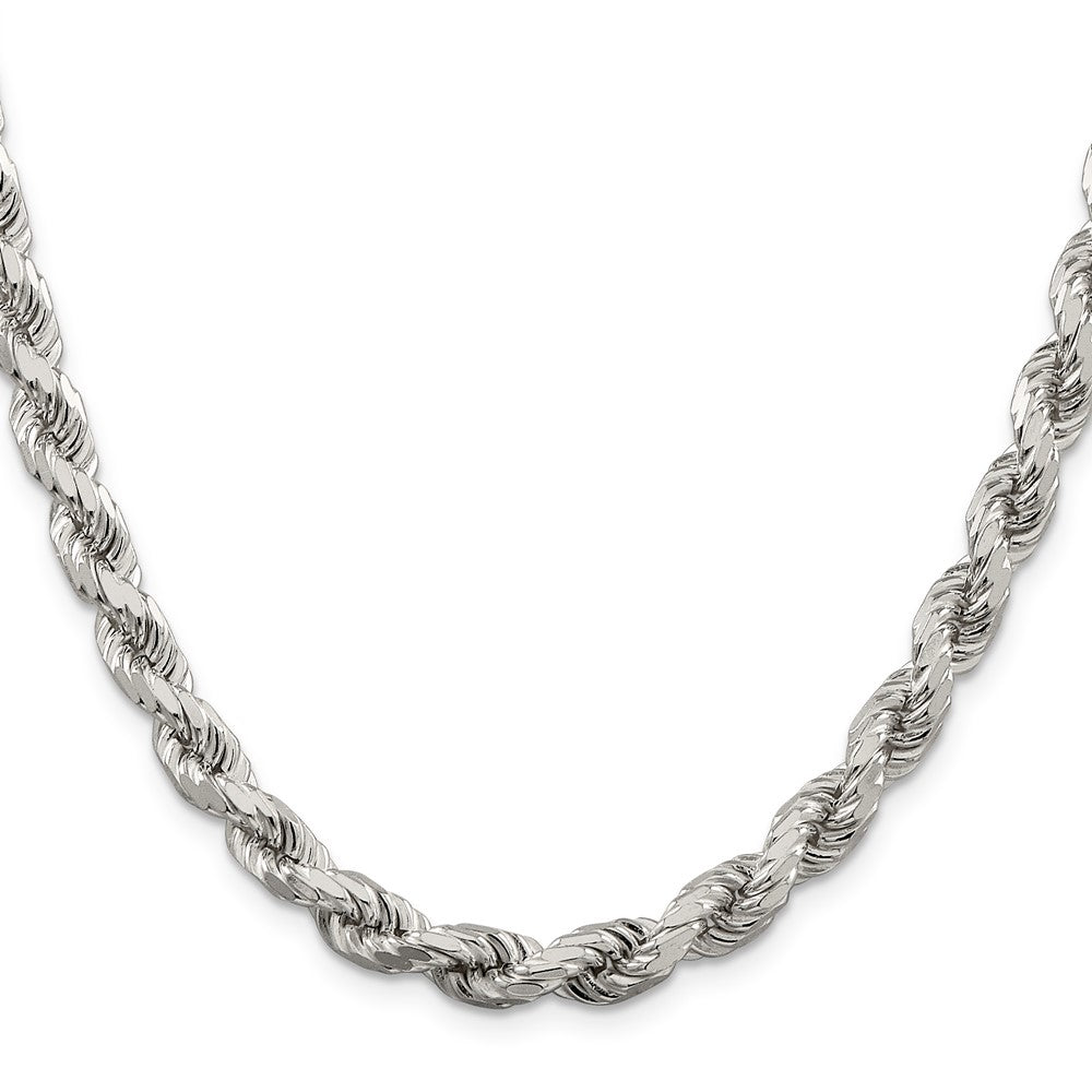 Sterling Silver 6.5mm Diamond-cut Rope Chain