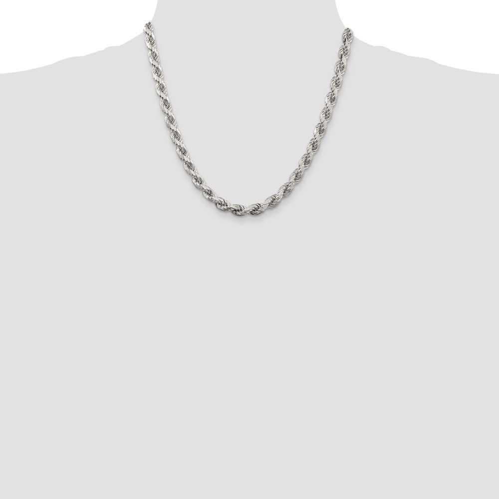 Sterling Silver 6.5mm Diamond-cut Rope Chain