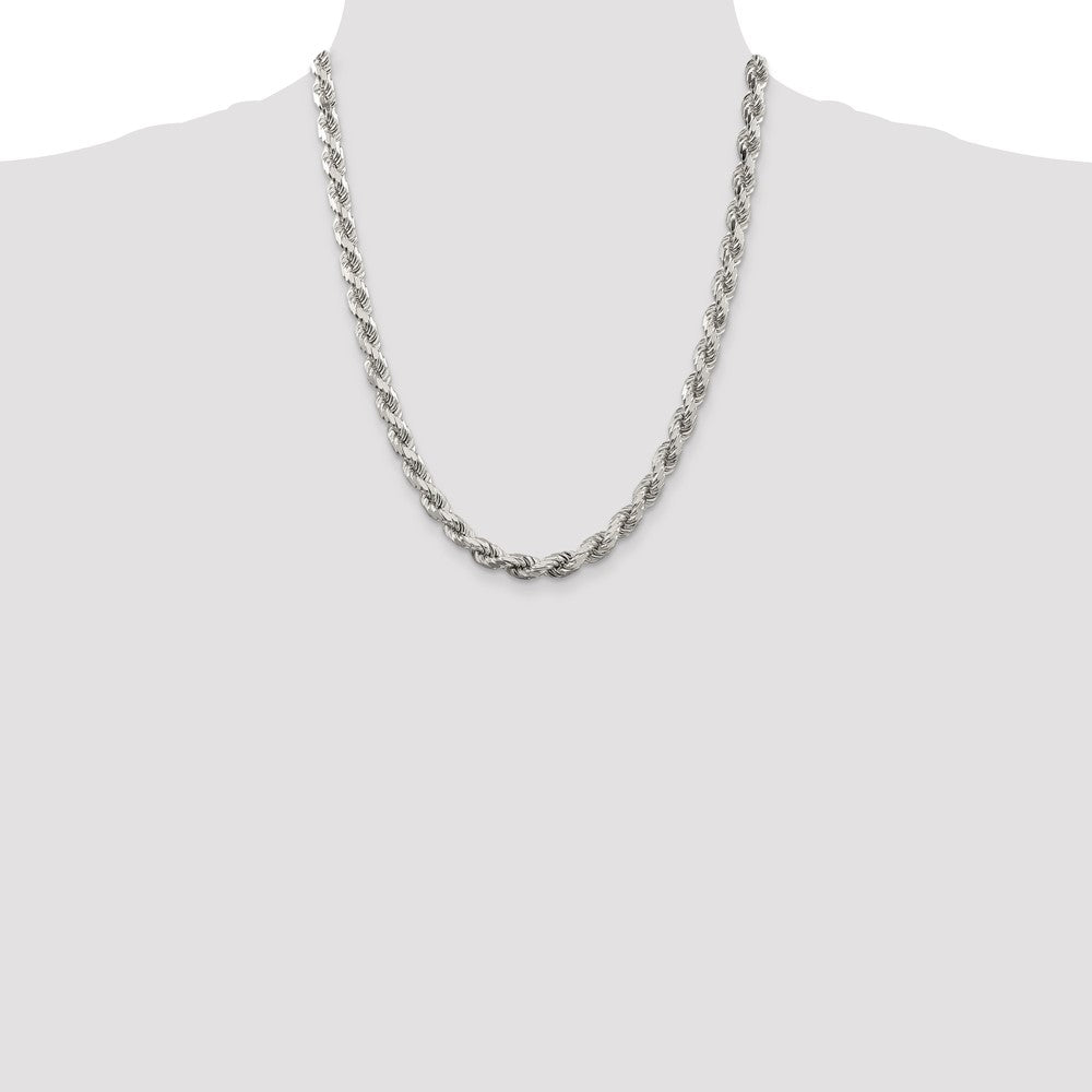 Sterling Silver 6.5mm Diamond-cut Rope Chain