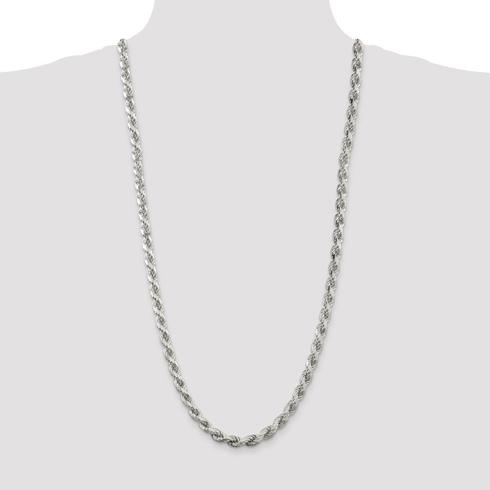Sterling Silver 6.5mm Diamond-cut Rope Chain