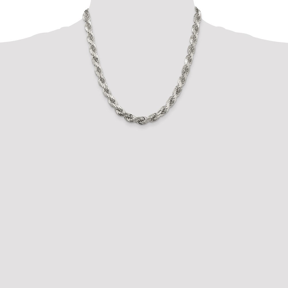 Sterling Silver 7.8mm Diamond-cut Rope Chain