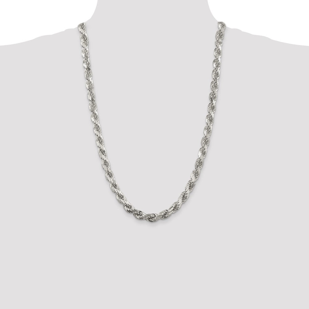 Sterling Silver 7.8mm Diamond-cut Rope Chain