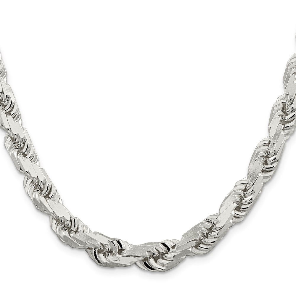 Sterling Silver 9.0mm Diamond-cut Rope Chain