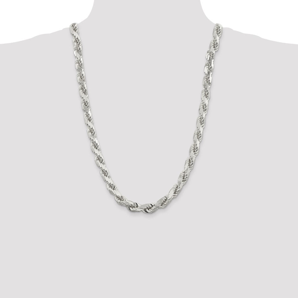 Sterling Silver 9.0mm Diamond-cut Rope Chain