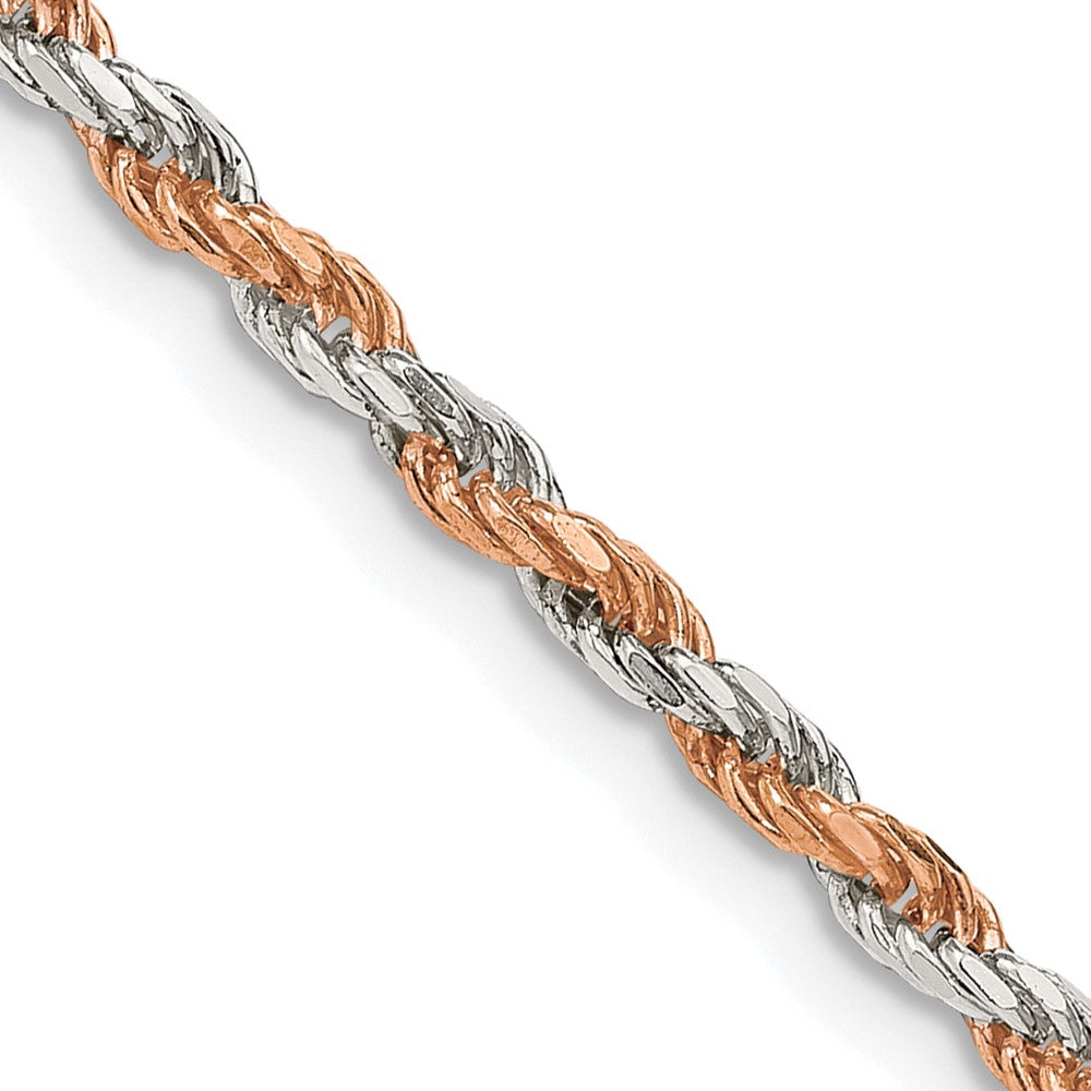 Sterling Silver And Rose Vermeil 2.5mm Diamond-cut Rope Chain