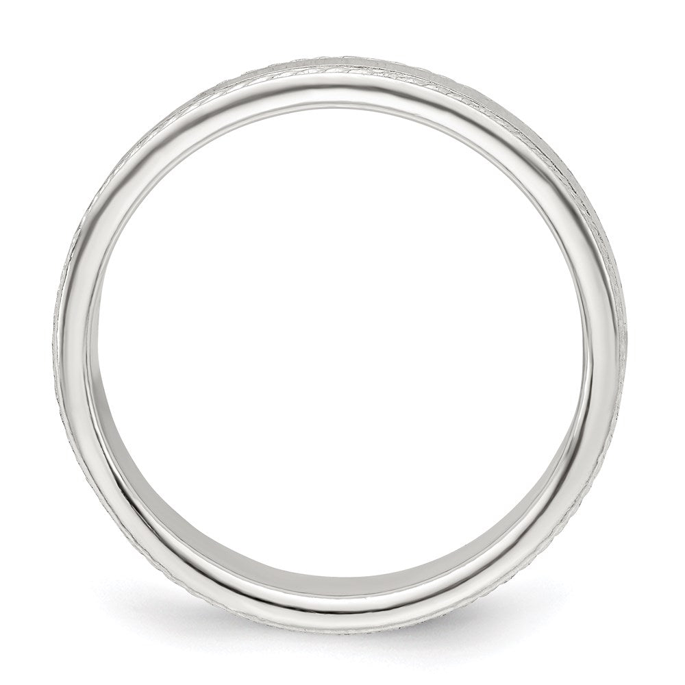 Sterling Silver 4mm Flat with Rope Edge Size 8 Band