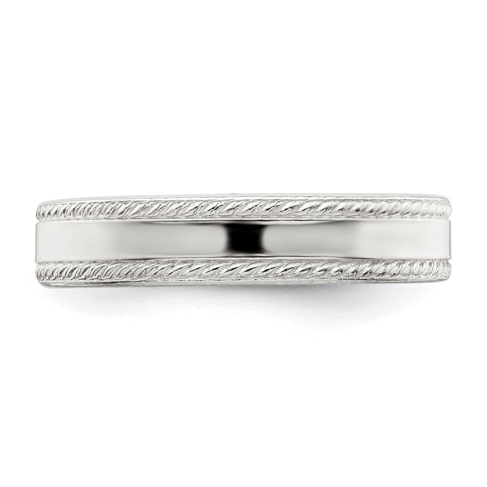 Sterling Silver 4mm Flat with Rope Edge Size 5 Band