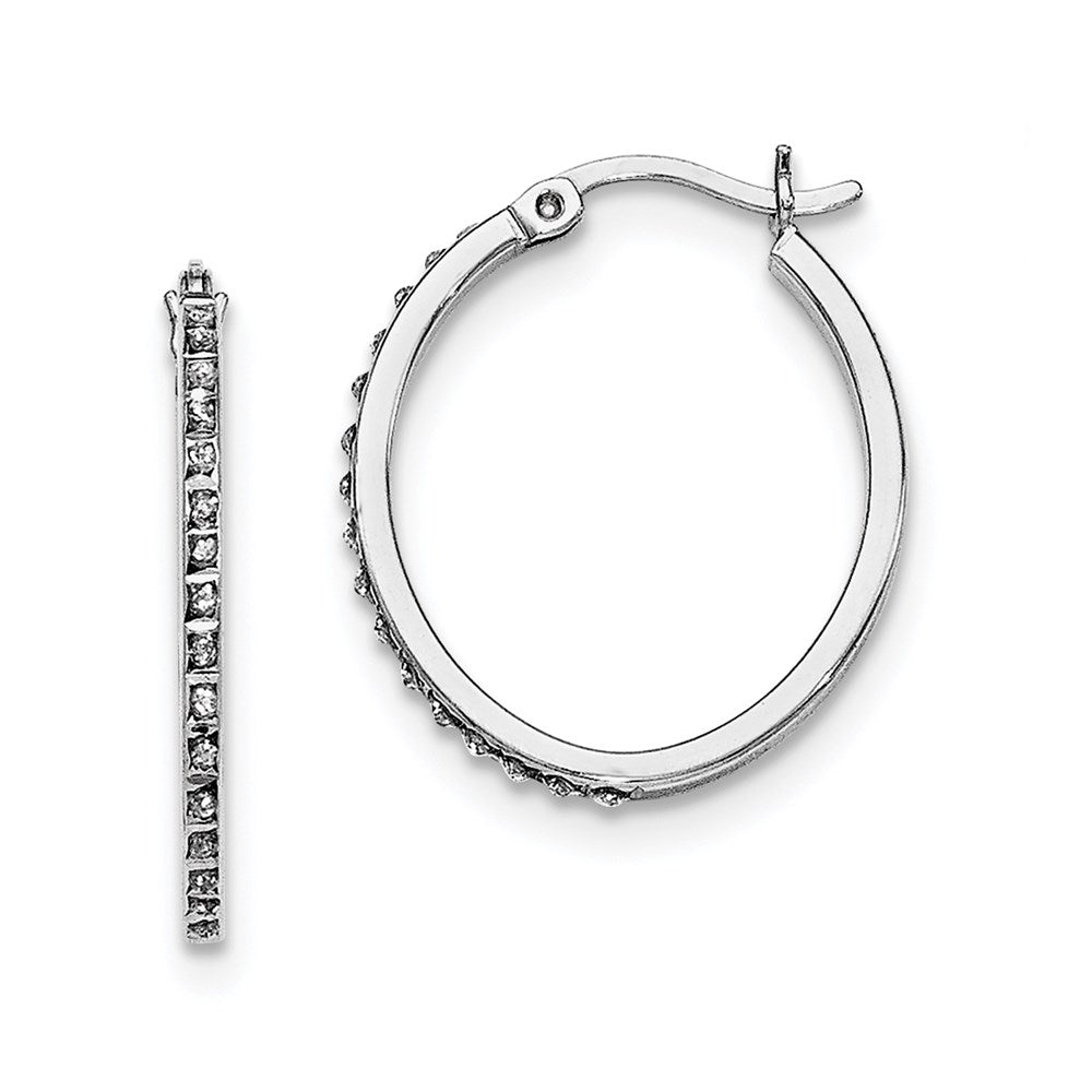 Diamond Fascination Diamond Mystique Sterling Silver Platinum-plated Set of 3 Oval and Round Diamond Hoop Earrings